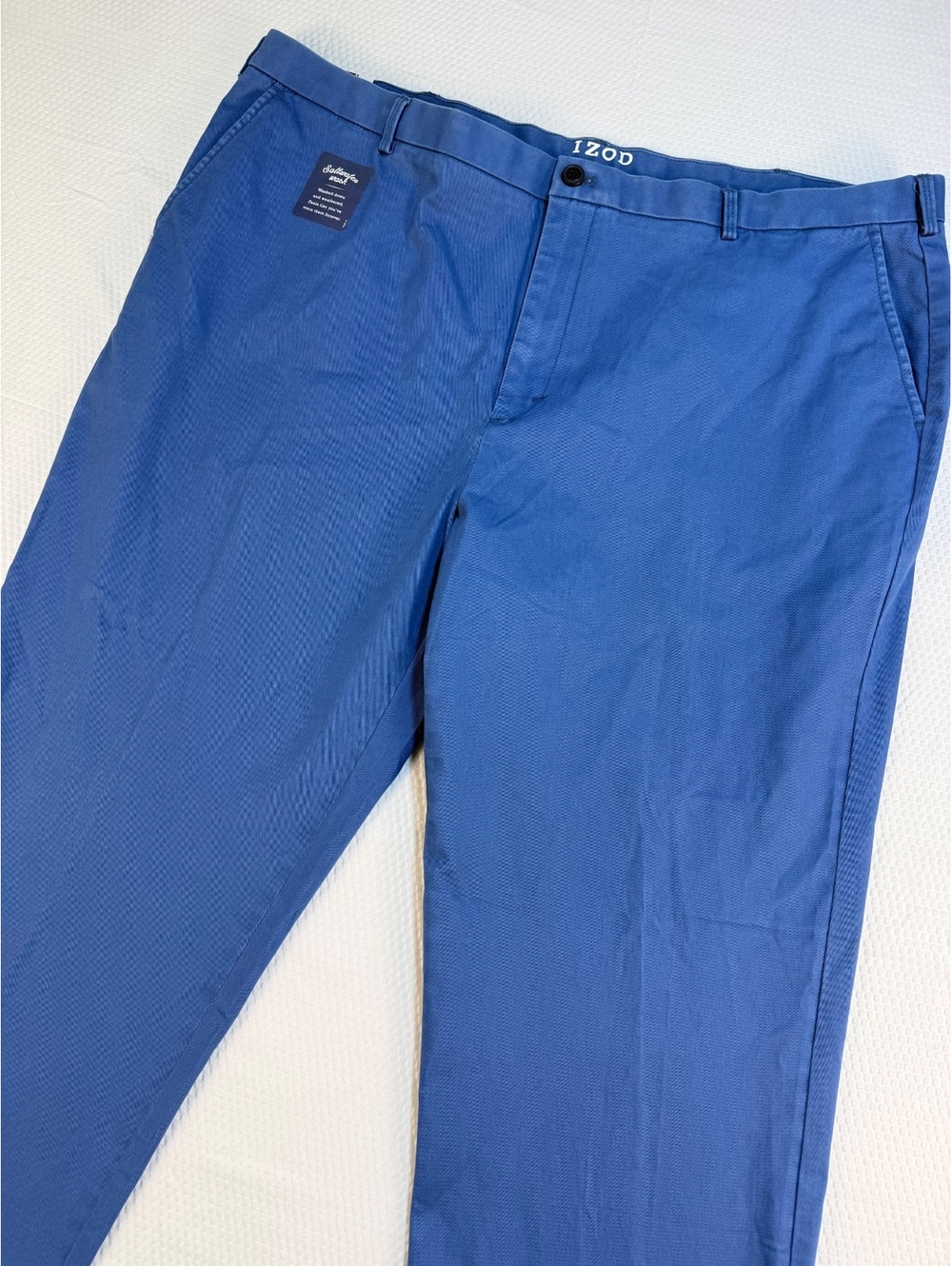 IZOD Mens 42x32 Saltwater Stretch Chino Pants Blue Straight Sportflex New